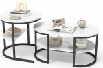 jeerbly kohvilaud, 2 tk, &uuml;mmargune ja ovaalne elutoa laud koos hoiuruumiga, metallraam, marmorist laud, k&uuml;ljelaud, diivanilaud, valge ja must