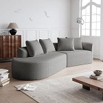 Chenille diivan Modernes, gepolstertes, &uuml;bergro&szlig;es Ecksofa, 4-Sitzer, extra tiefer und breiter Sitz, geschwungene Wolkencouch mit 4 Zierkissen, frei kombinierbares Sofa f&uuml;r Wohnzimmer und Schlafzimmer