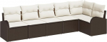 Rantry 6-teiliges Garten Sofa Set mit Kissen Braun Poly Rattan Gartenlounge Model3346058