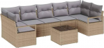 Rantry 8-teiliges Garten Sofa Set mit Kissen Beige Poly Rattan Gartenlounge Model3346300