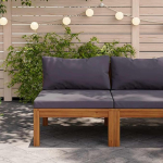 Gecheer Modulares Mittelsofa mit Dunkelgrauen Kissen Massivholz Akazie, Polstersofa Gepolsterte Couch f&uuml;r Wohnzimmer Apartment B&uuml;ro G&auml;stezimmer316288