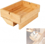 EXLECO voodiriiul rippuvale bambus, voodilaua riiul voodile, reguleeritav 0-45 mm, rippuv vooditaldrik, rippuv laud ujuv voodilaud kaablijuhiga, voodiriiul klammerdatav, bambus v&auml;rvi