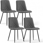 CLIPOP Sametist k&ouml;&ouml;gitoolid, s&ouml;&ouml;gitooli, polsterdatud tool, elutoa tool, iste seljatoega ja metallist jalad (sametroheline, 4 tk)