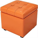 Kvaliteetne nahast tugitoolik hoiukambriga - 80 x 40 x 42 cm - oranž