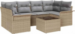 Rantry 7-teiliges Garten-Sofa-Set mit Kissen Beige Poly Rattan Gartenlounge Model3345260