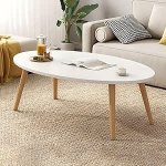 Kaasaegne puidust kohvilaud ovaalse disainiga elutuppa ja r&otilde;dule Standardk&otilde;rgus koos riiuliga, lihtne ja stiilne, sobib ideaalselt diivanile ja koju