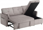 DRIXNO magamisfunktsiooniga diivan, pikendatav diivan hoiuruumiga, L-kujuline n&ouml;&ouml;riga kaetud diivanvoodi, 3-kohaline diivan, diivanvoodi elutuppa ja korterisse, 206 x 108 x 66 cm, helehall
