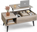 WLIVE kohvilaud, reguleeritava k&otilde;rgusega ja pikendatav, elutoa laud suure varjatud hoiukambriga, t&otilde;stetava lauaga, kohvilaud kontorisse, 50 x 100 cm, diivanilaud, hall/pruun