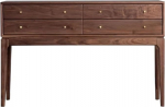 Konsoollaud, mustast p&auml;hklipuust konsoollaud, Mid Century Modern 4 sahtliga, koridorilaud (L)