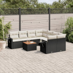Garten-Sofagarnitur mit Ecksofa Schwarz PE-Rattan, f&uuml;r Terrasse und Innenhof - UV-best&auml;ndig Model3256819