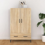 homiuse Highboard Sonoma Tamm 70 x 31 x 115 cm puitmaterjal elutoa kapp s&ouml;&ouml;gitoa m&ouml;&ouml;bel hoiukapp k&uuml;lgkapp kodukapp 2 ukse ja 1 sahtliga tolmuvaba disainiga