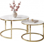 lukmebel &uuml;mmargune kohvilaud, 2 tk, CIRI klaasist 2-in-1, &uuml;mmargune k&uuml;ljelaud, kohvilaud, t&ouml;&ouml;stusdekoratsioon, dekoratiivne elutuba, v&auml;ike k&uuml;ljelaud, diivanilaud, v&auml;ike laud, valge klaas