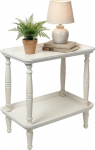 SOFE Rustic Small Side Table White Natural Wood Bedside Table for Small Spaces Narrow Bedside Table Accent Tables with Shelf 2 Tier Side Table for Bedroom Living Room Office