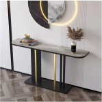 Moderner 31" hoher Konsolentisch f&uuml;r Flur - Schmaler Schreibtisch mit geometrischem Gestell - Eleganter schwarzzer Beistelltisch f&uuml;r Wohnzimmer, Foyer, Eingangsbereich (80 x 30 x 80 cm)