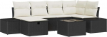 Rantry 7-teiliges Garten Sofa Set mit Kissen Schwarz Poly Rattan Gartenlounge Model3360718