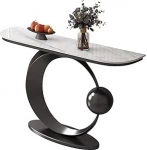 Generisch Moderner Konsolentisch aus Steinplatte mit Ablagef&auml;chern - Stilvoller Eingangstisch f&uuml;r Wohnzimmer, Flur, Schlafzimmer - Leicht zu reinigen, Schwarze Oberfl&auml;che (120 x 30 x 80 cm)