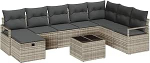Rantry 9-teilige Garten Sofa Set mit Kissen Hellgrau Poly Rattan Gartenlounge Model3359241