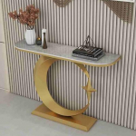 Schmaler Konsolentisch - Moderner, geometrischer Konsolentisch mit Metallgestell, stilvolles Akzentm&ouml;bel f&uuml;r Wohnzimmer, Eingangsbereich und Flur