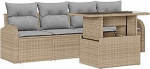 5-teiliges Garten-Sofa-Set mit Kissen Beige Poly Rattan Gartenlounge Model3348546