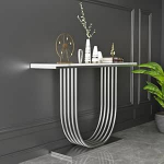 Country Style Marble Console Table for Entryway with Storage U-kujuline aktsent tabel metallist alusega elutuppa, 47,2-tolline valge aktsent tabel, stiilne ja funktsionaalne
