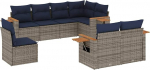 Garten-Sofagarnitur Set Grau PE-Rattan Ecksofa & Mittelsofa mit Armlehnen - 3 Sitzer, 110 kg Tragf&auml;higkeit, UV-best&auml;ndig, modulares Design Model3227006