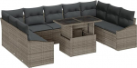 10-teiliges Garten Sofaset mit Kissen Grau Poly Rattan Gartenlounge Model3349065