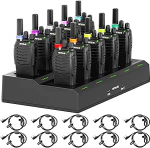 Retevis H777 kahesuunaline raadio 10-kohaline laadija, PMR446 raadiokomplekt peakomplektiga, USB-C k&auml;siraadio kaubanduslikuks ja turvakasutamiseks (must, 10 tk)