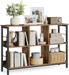 VASAGLE LLS104B01 2-tasandiline raamaturiiul 6-kohaline seisev riiul elutuppa magamistuppa &otilde;ppetuppa k&ouml;&ouml;ki 33 x 120 x 80 cm Vintage pruun tint mustaga