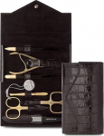 nippes Solingen Manicure Set, 7 Piece Set, Dark Brown and Gold