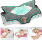 Elviros Orthopaedic Memory Foam Pillow, Side Sleeper Pillow, Neck Support Pillow, Ergonomic Sleeping Pillow for Neck and Shoulder Pain (64 x 12.5/10.5 x 38 cm)