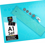 OfficeTree&reg; Cutting Mat Set A1 90 x 60 cm + Rotary Cutter + Ruler 60 x 16 cm - Self-Healing Cutting Mat for Professional Cutting 90 x 60 cm
