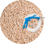 Schicker Mineral Sandblasting Set Nut Shell Granules koos 25 kg Nut Shell Granules l&otilde;hkekeha ja Jet Gun, orgaaniline korduvkasutatav l&otilde;hkekeha ilma rauasisalduseta, liivapritsimine (0,2-0,45 mm)