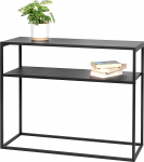 bremermann Console Table with Shelf, Standing Shelf, Flower Stool, Metal (Black)