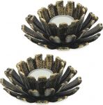 Relaxdays 2 teek&uuml;&uuml;nla hoidja komplekt, lille kuju, malmist, sise- ja v&auml;listingimustes, K x S: 6 x 13,5 cm, pronksist.