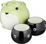 SAN3293 Cute Crockery Teapot and Tea Cup Set, Frog Parents and Child, 600ml, 140ml