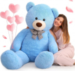 MorisMos XXL Teddy Bear 120 cm Large - Blue Teddy Bear Stuffed Toy Plush Toy Cuddly Toy for Babies Filled Giant Teddy Girlfriend Girls Children