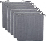 Brandsseller Set of 6 Seat Cushions, 40 x 40 x 4 cm, Water and Dirt-Repellent Chair Cushions with Linen Look Ties, For Indoor and Outdoor Use, Garden, Patio, Kitchen, Grey