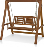 Furinno Tioman Outdoor Hardwood Hanging Porch Swing with Teak Oil Scaffolding, Wood, Natural, 123.01 x 123.01 x 176 cm