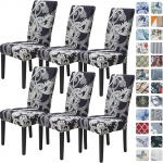 SPRINGRICO Chair Covers for Dining Room, Pack of 6, Stretch Dining Chair Cover, Washable Spandex Kitchen Parsons Chair Slipcovers, Removable Seat Protector for Home or Party (Set of 6, Vintage Art)