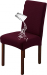Morbuy Waterproof Chair Covers for Dining Room Chairs, Elasticity Chair Cover Made of Checked Jacquard Washable Universal Chair Cover for Wedding Christmas Hotel Banquet (Set of 10, Burgundy)