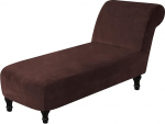 Velvet Slipcover Armless Stretch Chaise Couch Cover Pet Furniture Cover Machine Washable Recliner Sofa Slipcover (Brown)