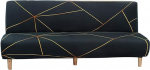 TOPCHANCES Armless Futon Sofa Cover, Stretch Folding Sofa Without Armrests, Removable, Machine Washable, 3 Seater Without Armrests (Sofa Length 180-210cm) (Pattern #2842)