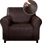 molasofa Single Sofa Cover for Home Decor Super Soft Leather Like Spandex Washable Non-Slip 1 Piece Chair Slipcover (Oversized Chair, Chocolate)