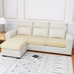 Qelus Velvet diivanil istmepadja kate, Stretch diivanikate, 1 tk diivanipadja kaitsekate, pehme m&ouml;&ouml;bli kaitse (kreem, 4-kohaline)