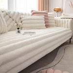 QIAQ diivanikatted 1 2 3 4-kohalise diivani katted, paks k&uuml;&uuml;lik pluusne nurgas diivanikate L kuju elutoa jaoks, super pehme diivanist istme kate (70x120cm, valge)