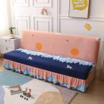 Armloser Futonbezug mit Rock R&uuml;schen Stretch-Polyester Bedruckt Schlafsofa M&ouml;belschutz mit elastischer Unterseite maschinenwaschbar -V-155-185 cm (61 Zoll-73 Zoll)