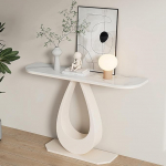 Moderner Eingangstisch mit Marmorplatte und Metallsockel, stilvolle Konsole, Sofatisch f&uuml;r Foyer, Wohnzimmer, Flur und Korridor (Wei&szlig;, 80 cm)