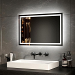 EMKE Vannitoa peegel koos valgustusega 40 x 60 cm LED Vannitoa peegel Anti-Fog Cool White Warm White Light Mirror Vannitoa peegel koos nupuvajutusega Kvaliteetne alumiiniumraam IP44 energias&auml;&auml;stu