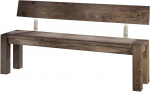 MASSIVMOEBEL24.DE Nature Grey Bench with Backrest #701 Sheesham - Various Sizes, Colour: Oiled Grey, Size: 200 x 35 x 76 cm (W x D x H)
