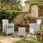 Dmora - V&auml;lisruumi Lounge Set Jupiter Garden Set koos padjadega Rattan Look Indoor Lounge Set 100% Made in Italy Valge